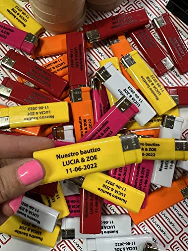 Uvimark - Artículos publicitarios - Merchandising - 50 Encendedores Recargables Personalizados - Regalos de Empresa - Detalles de Boda - Mecheros Personalizados