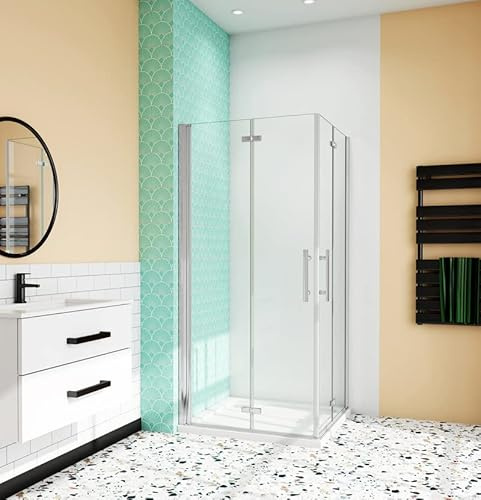 Aica Sanitär Eckeinstieg Duschkabine Dusche 100x80cm Duschwand Duschabtrennung Falttür H185cm