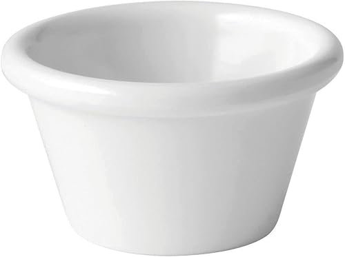 Chabrias Pack of 12 Plain White 2oz Traditional Ramekins, Condiment Pots, Sauce Ramekins, Dip Bowls, Tough Plastic Sauce Pots, Made in England