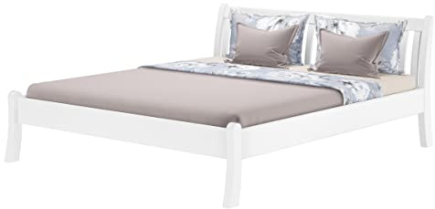 Erst-Holz Gästebett Doppelbett Echtholzbett 180x200 hohe Sitzkante Kiefer massiv weiß V-60.61W-18, Ausstattung:ohne Zubehör
