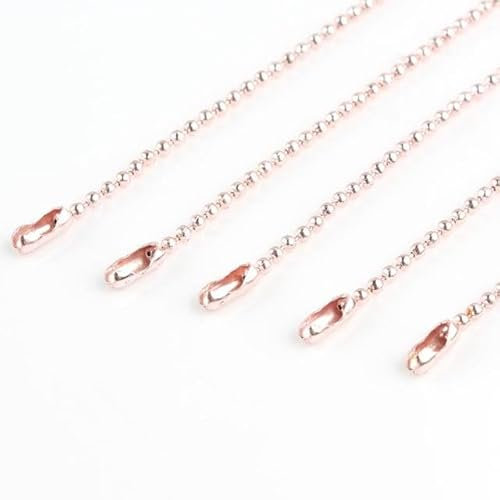 10 Stück bunte Kugelketten für selbstgemachte Halsketten, Schmuckherstellung, 1,5 mm Perlen, Kugelketten-Halskette mit Anschlüssen, 68 cm, Roségold