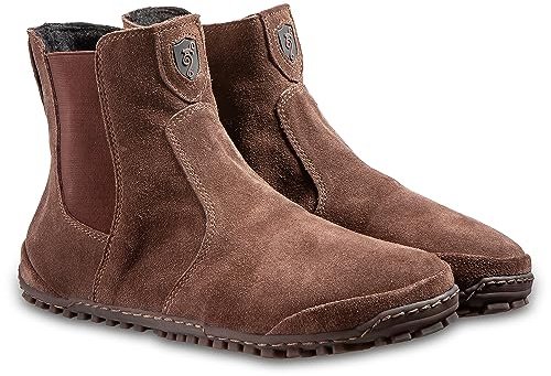 Magical Shoes Bottes Chelsea Homme, Bottines en Cuir, Bottes Pieds Nus, Chaussures Fourrées Automne Hiver, Chaussures Minimalistes, Taille 47, Marron, Lupino