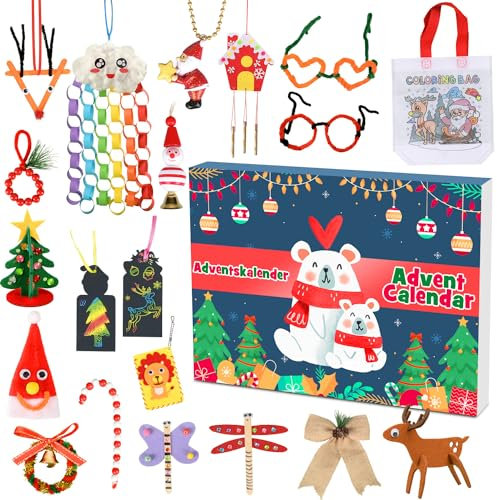 iZoeL Basteln Adventskalender 2024 Kinder Mädchen Kreative Adventskalender origamikalender zum Basteln mit 24 Bastelsachen Weihnachtskalender DIY ab 3-12 Jahren