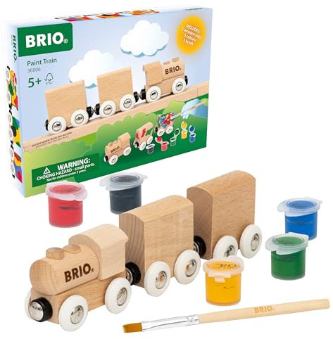 BRIO – 36006 Holzzug zum Anmalen | Individuell gestaltbare DIY-Spielzeugeisenbahn aus Holz für Kinder ab 5 Jahren