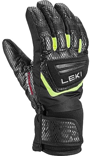 LEKI Guantes para niños WCR Team 3D, Color Negro y limón, Talla EU 5