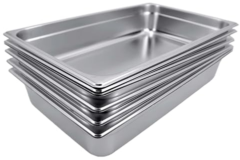 TAIMIKO Lot de 6 Récipients en acier inoxydable GN 1/1| 53 x 32.5cm, Hauteur 100 mm Récipient gastronorm qualité alimentaire et résistant à la chaleur