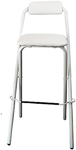 Klappbarer Hocker, klappbarer Barhocker, hoher Hocker mit Rückenlehne und gepolsterter Polsterung, tragbarer Klapphocker für zu Hause, für Küche, Bar, Restaurant, weiß, 70 cm