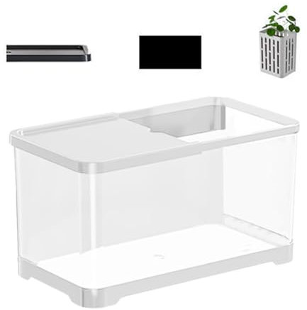 Aquarium Kit - Komplettes Aquarium Starter Set, Kleines Aquarium Kit | Fischglas Aquarium Wartung Fisch Starter Kit mit LED Licht, Aquarium Filtersystem und Dekorative Pflanzen für Anfänger