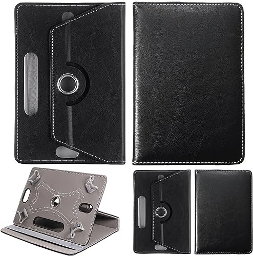 World biz Universal 7 Inch Tablet Case - Premium PU Leather 360 Degree Rotating Stand Folio Wallet Cover Android Tablets, Smooth Interior Fit for Kindle eReader Fire Lenovo/Sony E-Book (Black)