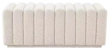 Schlafzimmerbank, gepolstert mit Bouclé-Stoff für Ende des Bettes und Eingangsbereichs, Zweisitzer, Ottomane, Fußhocker, Schminktisch, Sofa, Bank, Innenmöbel, 150 x 50 x 40 cm