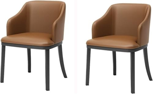 TS TAC-SKY 2er-Set Wohnzimmersessel, Moderner Ledersessel, Hohe Rückenlehne, Gepolsterter Weicher Sitz, Schwarze Metallbeine, Loungesessel, Esszimmerstühle(Brown)