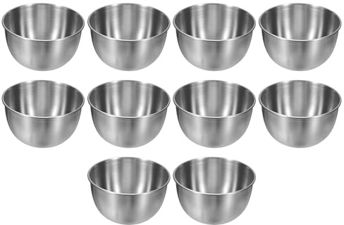sourcing map 3.4 Inch Stainless Steel Sauce Dishes, 10 Pcs Mini Individual Round Seasoning Dishes Condiment Tray Sushi Dipping Bowl Mixing Saucers Appetizer Plates for Prep Side Dish, Silver