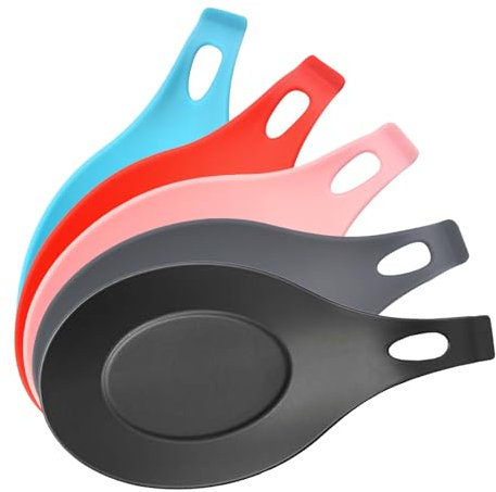 5 Pcs Spoon Rests, Spoon Rest Kitchen, Spoon Holder, Spoon Rest, Hangable Tea Spoon Holder Household Utensil Rest Heat Resistant Spoon Rests for Spatulas Spoons Brushes Cookware Kitchen Gadgets