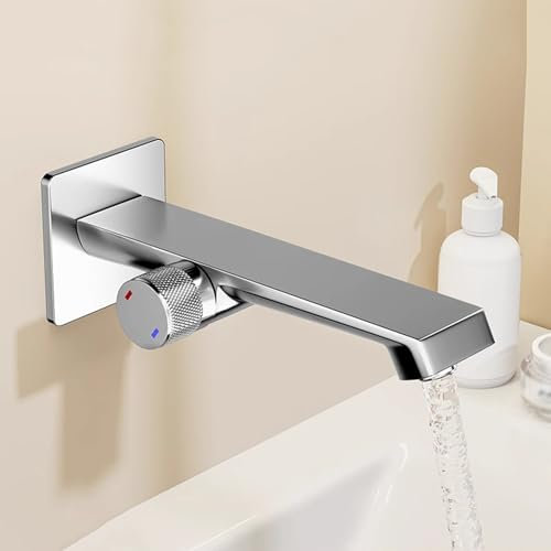 BiaoTeng Waschtischarmatur Unterputz Mischbatterie Bad Wand Einhebelmischer, Heiß und Kalt Messing Wasserhahn Armatur Badezimmer Unterputz Chrom
