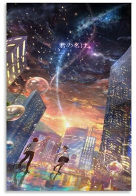 ZCHLATGDE Póster de anime Kimi No Na Wa Your Name Póster Pintura Decorativa Lienzo Arte de Pared Salón Póster Dormitorio Pintura, Arte de Pared Impresión de Imagen Moderna Decoración de Habitación
