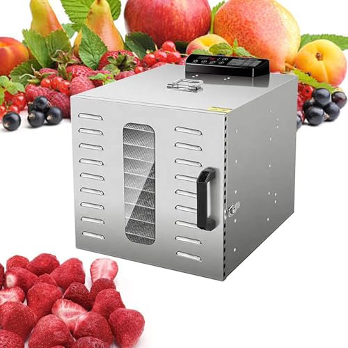 400 W Electric Food Fruit Dryer - Fruit, Beef Jerky, Meat, Vegetables, 6/8 Layers Stainless Steel Small Household Meat Beef Jerky Dehydrators, 0-24 Hours Timer, Dehydrater Biltong Maker,8Layer-220V