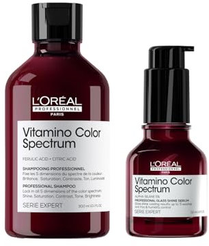 L'Oréal Professionnel Kit Shampoo + Siero per Capelli Colorati, Colore Protetto e Vibrante, Arricchito con Acido Ferulico e Acido Citrico, Vitamino Color Spectrum, 300ml + 50ml
