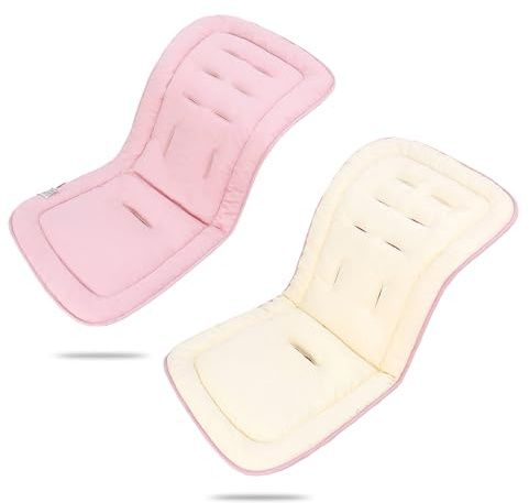 LAT Universal Colchoneta para Sillas de Paseo, Algodón Funda Universal Carro Bebe, Cojín Silla de Paseo para Cochecito de Doble Cara, Funda para Asientos de Cochecito para Bebés (Rosa+Amarillo Claro)