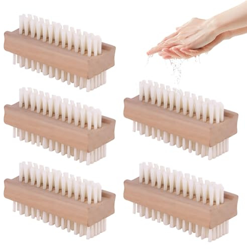 5 Stück Nagelbürste Holz, Handbürste Nagelbürste, Wurzelbürste Fingerbürste, Nail Brush, Handwaschbürste, Trockenbürste, Wildschweinborsten Bürste, zum Reinigen von Schmutz unter den Nägel