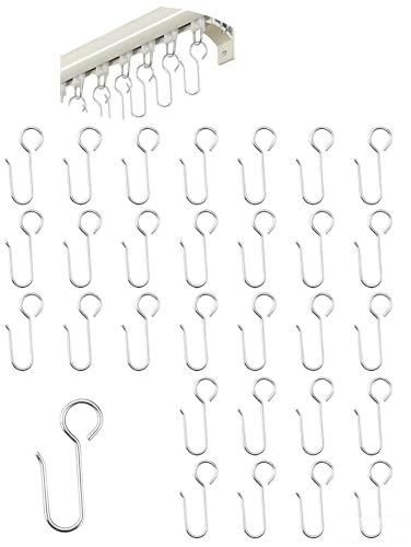 DWUENT metal curtain hooks, pencil pleat curtain hooks, pinch pleat curtains hook, 30pcs Silver Metal, S Shaped Drapery Pins for Drapes Flexible Rollers