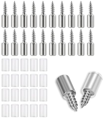 20 Pcs Shelf Support Pegs, 7.5mm Integrated Self-Tapping Screws Pins with Transparent Non-Slip Sleeve for Kitchen Cupboards Furniture, Cabinet, Bookcase, Closet, Wardrobe