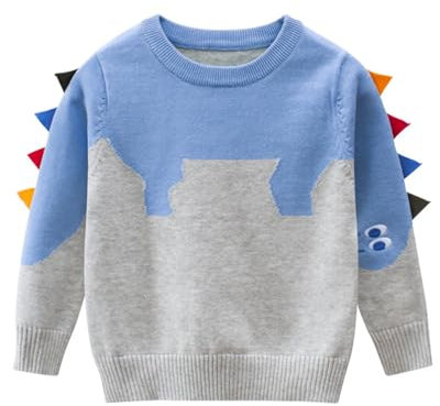 Baby Mütze Winter Jungen und Mädchen Pullover Neugeborenen Kleinkind Rundhals gestrickte Sweatshirt Herbst Winter Pullover Tops Kleidung Baby Strumpfhose 50 56 Junge (Sky Blue, 12-24 Months)