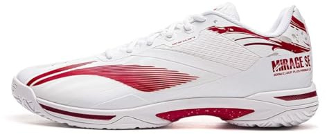 LI-NING Mirage SE Unisex Badminton Schuhe Komfortable Freizeit Mode Atmungsaktive rutschfeste Sneakers Weiß/Rot EU 46 1/3