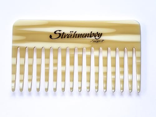 Strennboy Super Edition CHAMOIS lockkam handgjord 13 cm 16 tänder slingkam afrokam grov tandning (13 sand)