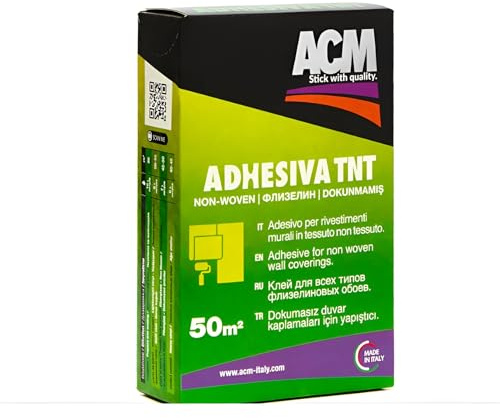 Colla per Carta da Parati TNT Vinilici Leggeri e Pesanti Adesivo Specializzato per Rivestimenti Murali in Tessuto non Tessuto per 50mq Trasparente non Macchia Inodore Alta Qualità Italiana
