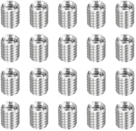 QUARKZMAN 20 Pcs Insert de Réparation de Filetage, M3 x 0.5 Mâle Vers M5 x 0.8 Femelle Filetage 6mm Longueur Écrous à Visser en Acier Inoxydable 303 pour Conversion Outil Équipements
