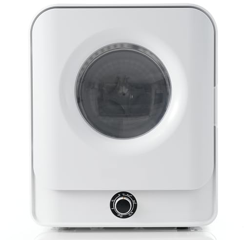 Sèche-linge compact mural évacuation 3kg extensible 4,5kg tambour inox 830W chauffage PTC cinq programmes anti-surchauffe double filtre minuteur silencieux 62dB porte hublot 105° kit conduit (Blanc)