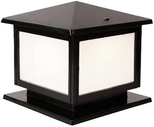 SYAXVOM Luminaria de Exterior Impermeable para Poste, iluminación LED Negra, para Patio, terraza, Cerca, con cableado rígido, Columna Exterior, Pilar, Farol de Aluminio y Vidrio, para Sala