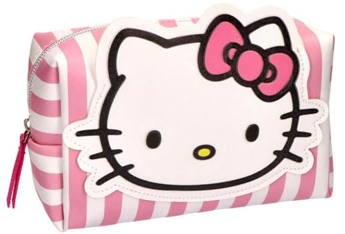 Hello Kitty - Neceser de baño para niña con cierre de cremallera - Estuche cosmético Hello Kitty Rosa - Bolsa de maquillaje para niños - Idea de regalo para niña