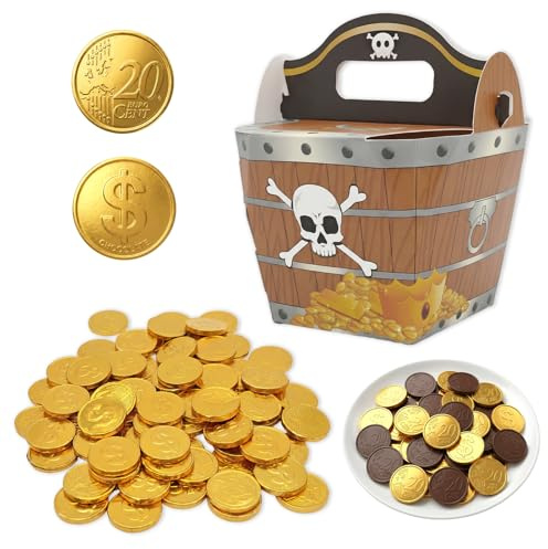80 Pièces Pièces De Chocolat En Feuille D’or, Pièces D’or Comestibles | Chocolat Thaler Adapté Au Trésor Pirate, Anniversaires D’enfants Et Cérémonies De Mariage