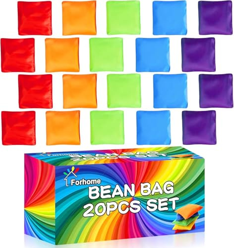 Juego de 20 Bolsas de Frijoles para lanzar Cornhole, 8 x 7.5 cm, para niños, Juegos de jardín al Aire Libre, Juego de Sacos para Adultos, Accesorios para Juegos de Fiesta Cornhole