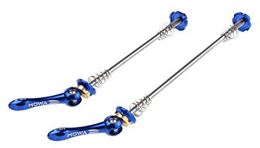 MOWA Road Bicycle Bike Ultralight Titanium Axle Wheel Hub Front and Rear Quick Release QR Skewer Set (Blue)
