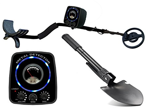 ProtectorTech Leichter Metalldetektor mit wasserdichte Suchspule - Metalldetektoren Profi für Erwachsene & Kinder - mit Multifunktions-Klappschaufel