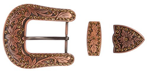 Western-Gürtelschnallen-Set mit Strasssteinen, für Ersatz oder Lederarbeiten, 3,8 cm - Braun - Einheitsgröße