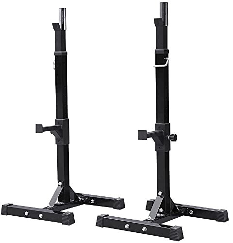 Yaheetech Adjustable Squat Rack, Multifunctional Heavy Duty Barbell Stand, Strength Training Dip Station, Fitness Power Rack Weight Bench Support for Home Gym, Max Load 250kg, Height 114-179cm