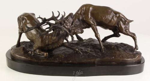 Casa Padrino Luxus Bronzefiguren Kämpfende Hirsche Bronze/Schwarz 43,3 x 20,6 x H. 18 cm - Luxus Qualität