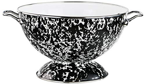 Reston Lloyd Model 80710 3 Quart Enamel Colander, Vegetable Strainer, Fruit, Berry Bowl, Black Marble