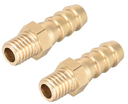 sourcing map Verbindungsstück aus Messing metrischer Stecker mit Widerhaken Schlauchtülle 8 mm x M8 x 1,25 (2 Stück)