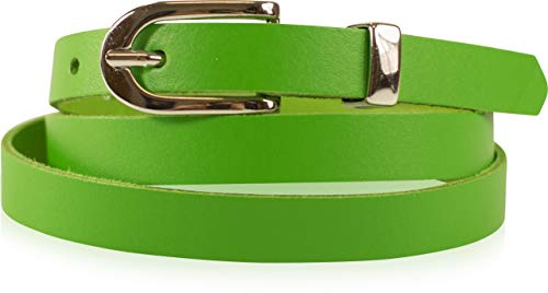 fashionchimp Basic Damengürtel aus 100% echtem Leder, schmaler Gürtel, Breite ca. 1,5cm, Made In Germany (Apfelgrün, 125/BW110)