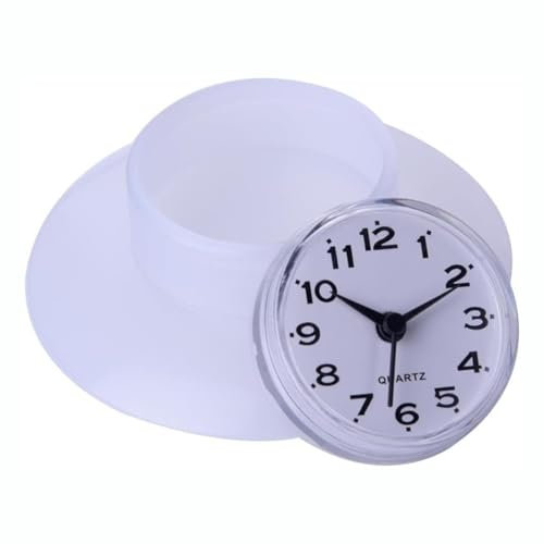DEWIN Wall Clock, Mini Cute Bathroom Kitchen Mirror Suction Wall Clock Shower Waterproof Quartz Clocks for Kitchen Decoration(White)