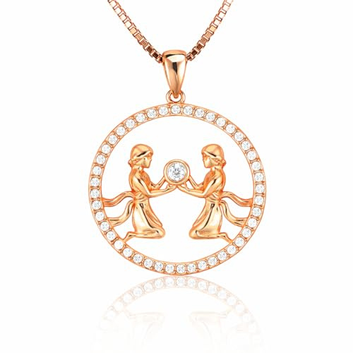 PAVELS Sternzeichen Halskette Roségold – Shine Kollektion – 12 Tierkreiszeichen Konstellation Anhänger – Astrologie Schmuck Geschenkidee für Damen