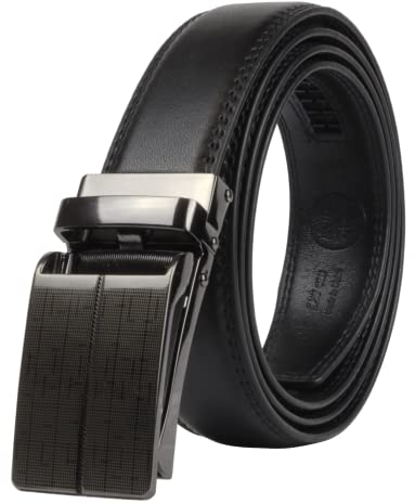 Masters & Stylists Cintura Uomo Nera, Cintura in Pelle con Fibbia Automatica Senza Buchi, Cinta Elegante e Resistente, Regalo Uomo, Larghezza 3.1cm, Lunghezza 110cm