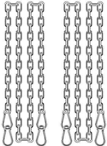 AIMEKE 2 catene rotonde in acciaio inox, diametro 3 mm, 1 metro, catena in metallo con 8 moschettoni, in acciaio inox, catena di prolunga per poltrona sospesa, amache, sacchi di sabbia