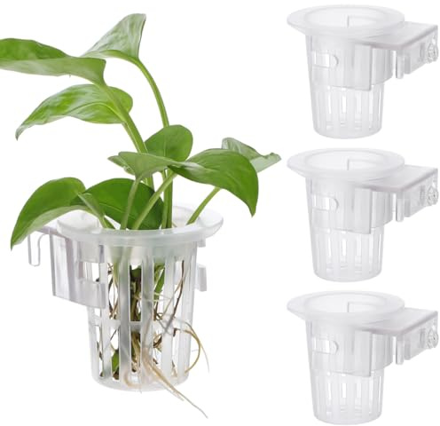 Ipetboom Acryl-Aquarium-Pflanzenhalter, 4 Stück Hängender Wasserpflanzenhalter, Verstellbarer Haken, Aquarium-Blumentopf, Hängende Pflanzenstützen für Hängende Pflanzenzucht und -Dekoration