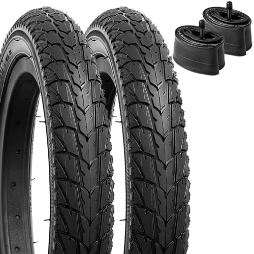 YunSCM 2Pcs Kid Bike 12 Zoll Reifen 12x1.75 Mantel 47-203 und 2Pcs 12/12.5 Zoll Schlauch AV32mm Ventil kompatibel Kinderfahrrad 12x1.75 Reifen und Schlauch