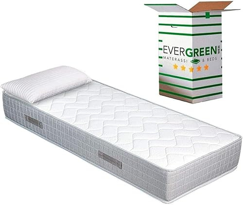 EVERGREENWEB Orthopädische Matratze 90x200 cm aus WATERFOAM Elastic, 25 cm Hoch + 1 Kissen aus Memory Foam Flocken, Ergonomisch, Atmungsaktiv Weiß Bezug, Hypoallergen, Antimilbe, Härtegrad H2/H12